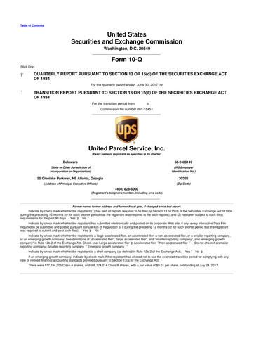 Thumbnail United Parcel Service 10-Q Quarterly Report FY2017 