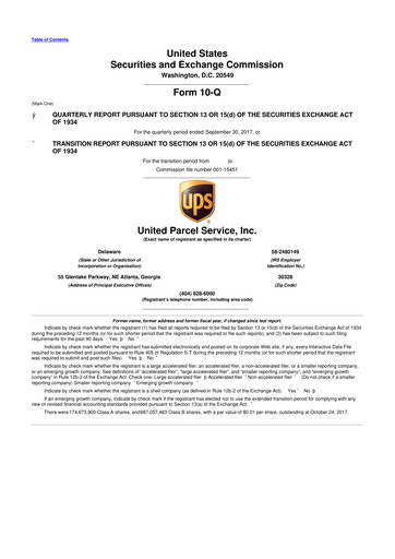 Thumbnail United Parcel Service 10-Q Quarterly Report FY2017 