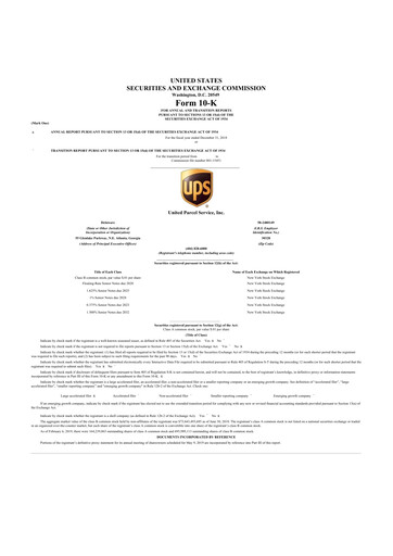 Thumbnail United Parcel Service 10-K Annual Report 2018