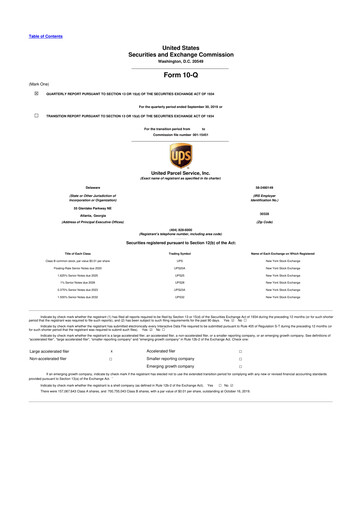 Thumbnail United Parcel Service 10-Q Quarterly Report FY2019 