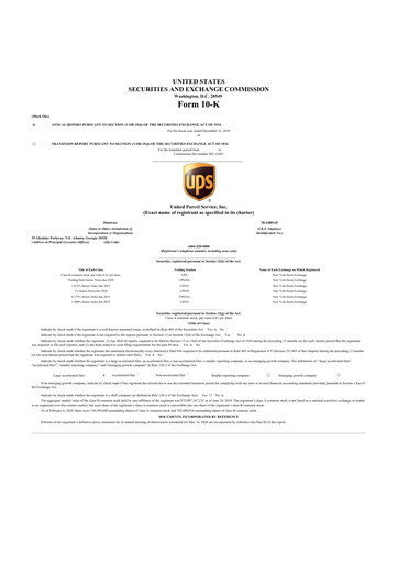 Thumbnail United Parcel Service 10-K Annual Report 2019