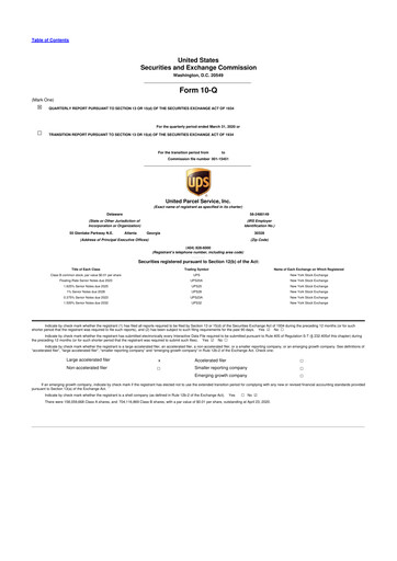 Thumbnail United Parcel Service 10-Q Quarterly Report FY2020 