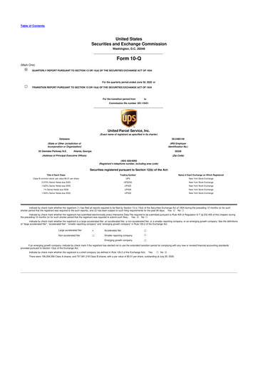 Thumbnail United Parcel Service 10-Q Quarterly Report FY2020 