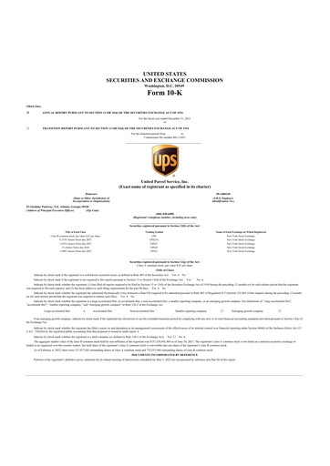 Thumbnail United Parcel Service 10-K Annual Report 2021