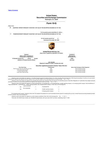 Thumbnail United Parcel Service 10-Q Quarterly Report FY2024 