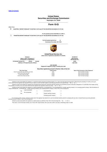 Thumbnail United Parcel Service 10-Q Quarterly Report FY2025 