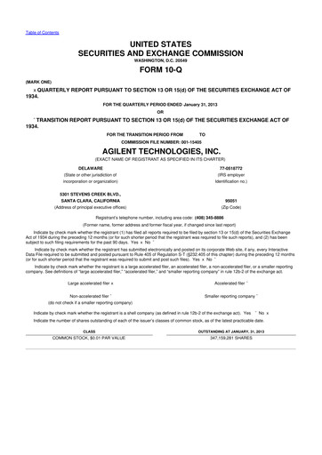 Thumbnail Agilent Technologies 10-Q Quarterly Report FY2013 