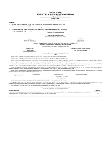 Thumbnail Agilent Technologies 10-K Annual Report 2016