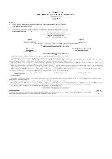 Thumbnail Agilent Technologies 10-K Annual Report 2018