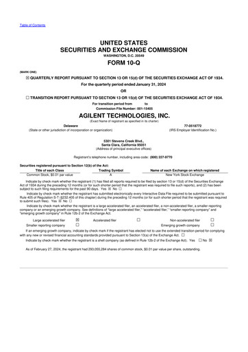 Thumbnail Agilent Technologies 10-Q Quarterly Report FY2024 