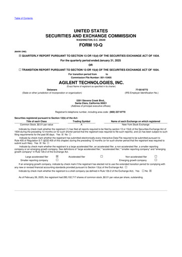 Thumbnail Agilent Technologies 10-Q Quarterly Report FY2025 