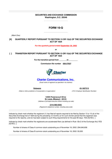Thumbnail Charter Communications 10-Q Quarterly Report FY 