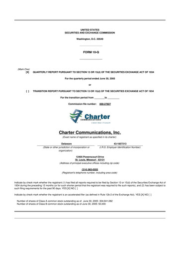 Thumbnail Charter Communications 10-Q Quarterly Report FY 
