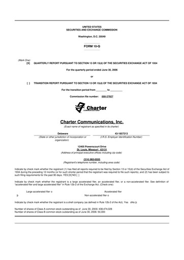 Thumbnail Charter Communications 10-Q Quarterly Report FY 