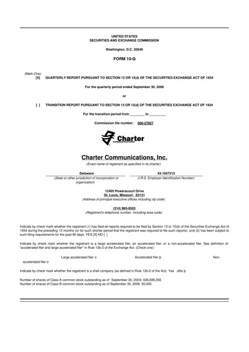 Thumbnail Charter Communications 10-Q Quarterly Report FY 