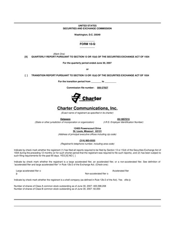 Thumbnail Charter Communications 10-Q Quarterly Report FY 
