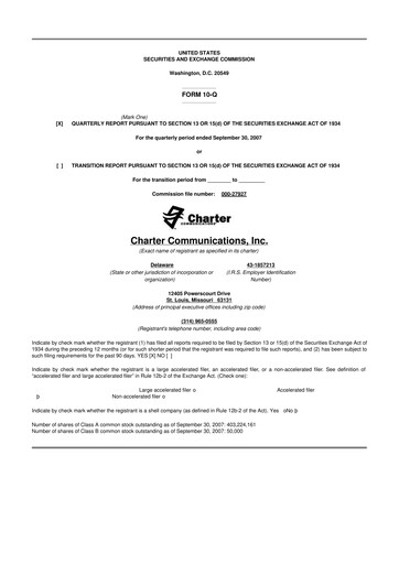 Thumbnail Charter Communications 10-Q Quarterly Report FY 