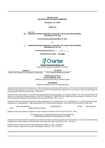 Thumbnail Charter Communications 10-Q Quarterly Report FY 
