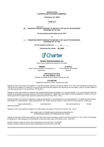 Thumbnail Charter Communications 10-Q Quarterly Report FY 