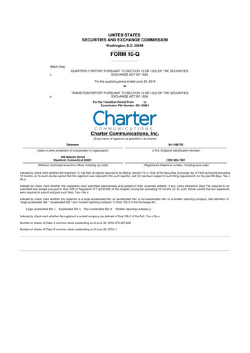 Thumbnail Charter Communications 10-Q Quarterly Report FY2016 
