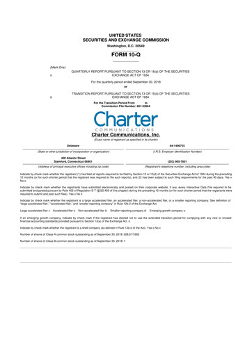 Thumbnail Charter Communications 10-Q Quarterly Report FY2018 