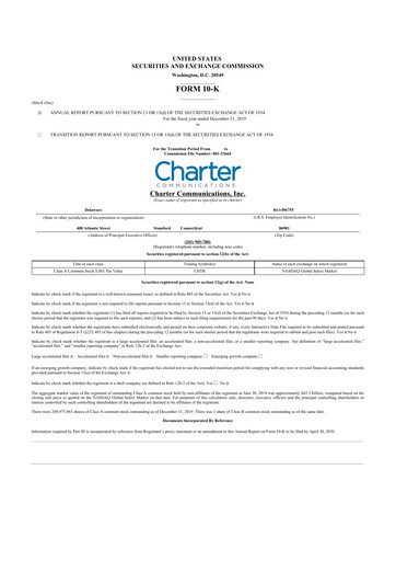Thumbnail Charter Communications 10-K Annual Report 2019