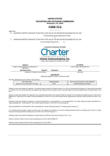 Thumbnail Charter Communications 10-Q Quarterly Report FY2020 