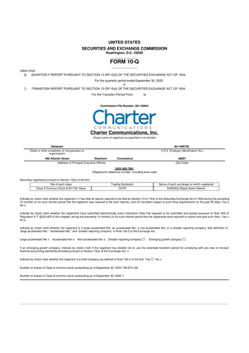 Thumbnail Charter Communications 10-Q Quarterly Report FY2020 