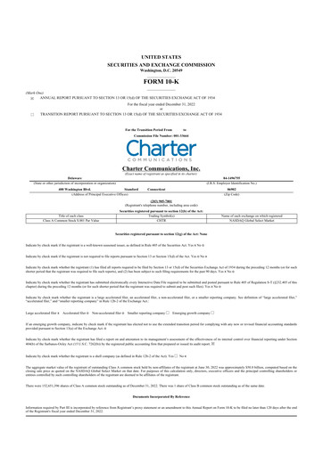 Thumbnail Charter Communications 10-K Annual Report 2022