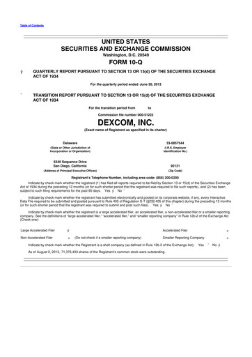 Thumbnail DexCom 10-Q Quarterly Report FY2013 