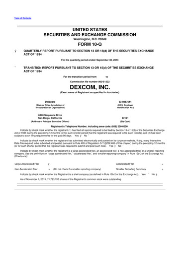 Thumbnail DexCom 10-Q Quarterly Report FY2013 