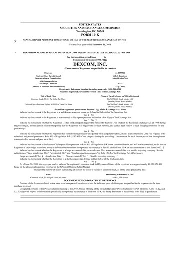 Thumbnail DexCom 10-K Annual Report 2016