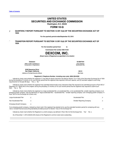 Thumbnail DexCom 10-Q Quarterly Report FY2018 