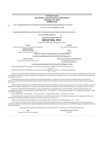 Thumbnail DexCom 10-K Annual Report 2018