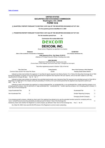 Thumbnail DexCom 10-Q Quarterly Report FY2020 