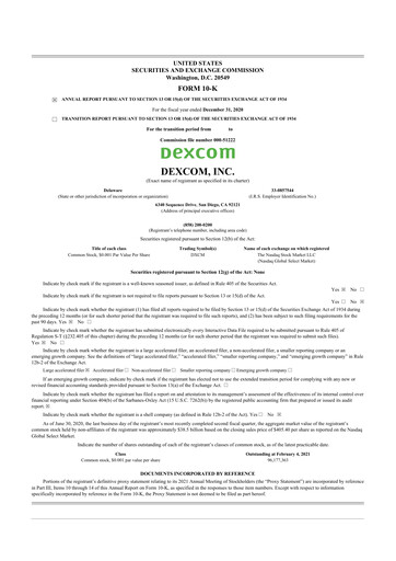 Thumbnail DexCom 10-K Annual Report 2020