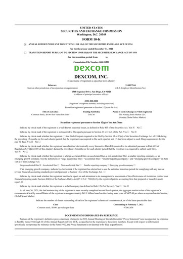 Thumbnail DexCom 10-K Annual Report 2021