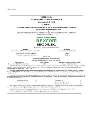 Thumbnail DexCom 10-Q Quarterly Report FY2023 