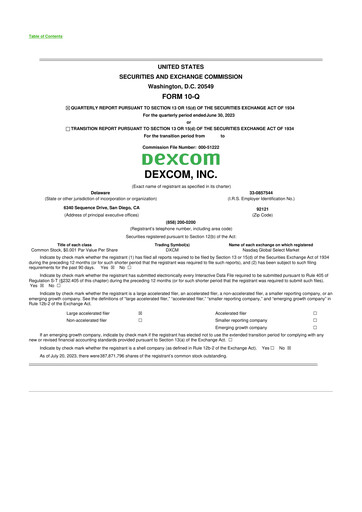 Thumbnail DexCom 10-Q Quarterly Report FY2023 