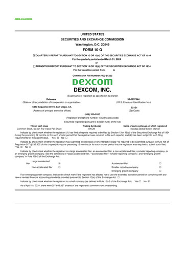 Thumbnail DexCom 10-Q Quarterly Report FY2024 