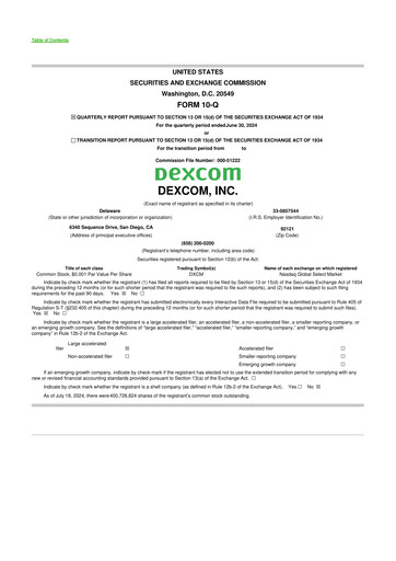 Thumbnail DexCom 10-Q Quarterly Report FY2024 