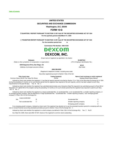 Thumbnail DexCom 10-Q Quarterly Report FY2025 