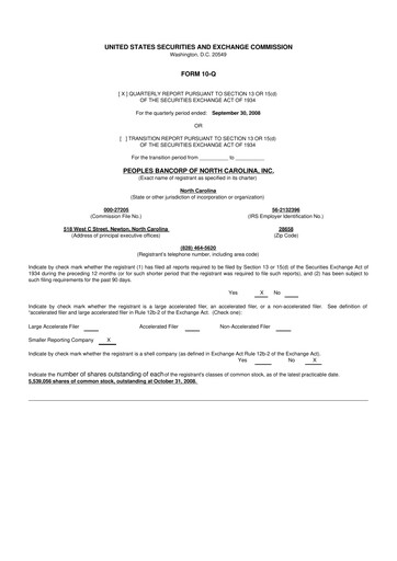 Thumbnail Peoples Bancorp of North Carolina 10-Q Quarterly Report FY 