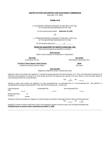 Thumbnail Peoples Bancorp of North Carolina 10-Q Quarterly Report FY 