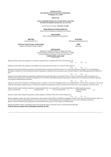 Thumbnail Peoples Bancorp of North Carolina 10-K Annual Report 