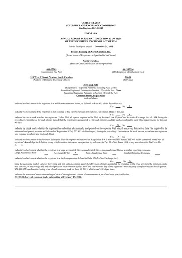 Thumbnail Peoples Bancorp of North Carolina 10-K Annual Report 2015