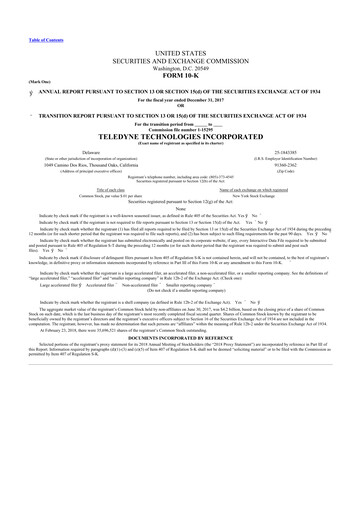 Thumbnail Teledyne Technologies 10-K Annual Report 2017