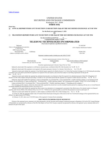 Thumbnail Teledyne Technologies 10-K Annual Report 2020