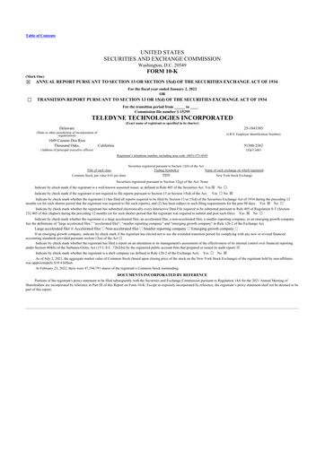 Thumbnail Teledyne Technologies 10-K Annual Report 2021