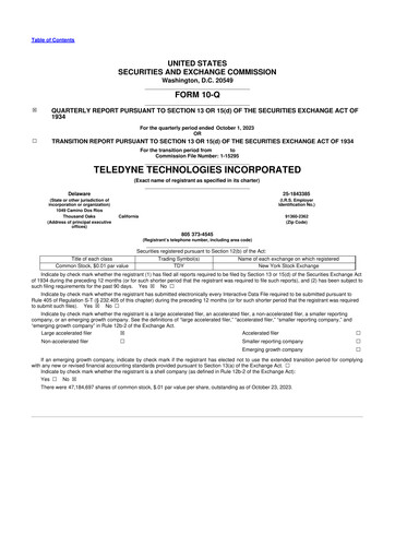 Thumbnail Teledyne Technologies 10-Q Quarterly Report FY2023 